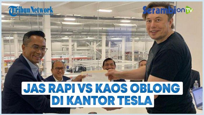 Elon Musk Hanya Pakai Kaus Oblong Bertemu Rombongan Luhut di Pabrik Tesla