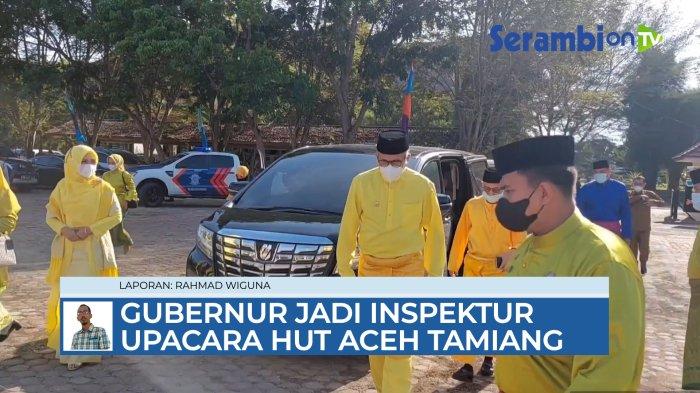 VIDEO Inspektur Upacara Hari Jadi Aceh Tamiang, Gubernur Kenakan Pakaian Adat Melayu