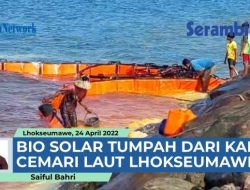 VIDEO – Laut Lhokseumawe Tercemar Tumpahan Bio Solar dari Kapal Pertamina