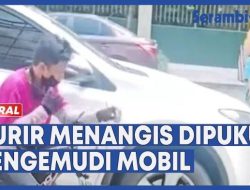 VIDEO Viral Tak Sengaja Serempet Mobil, Kurir Bersepeda Menangis Setelah Dipukul Pengemudi