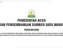 Pengumuman Seleksi Calon Penerima Beasiswa Diploma Aceh Carong Tahun Anggaran 2022