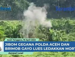 VIDEO – Brimob Gayo Lues dan Jibom Gegana Polda Aceh Ledakkan Dua Mortir di Desa Simpur